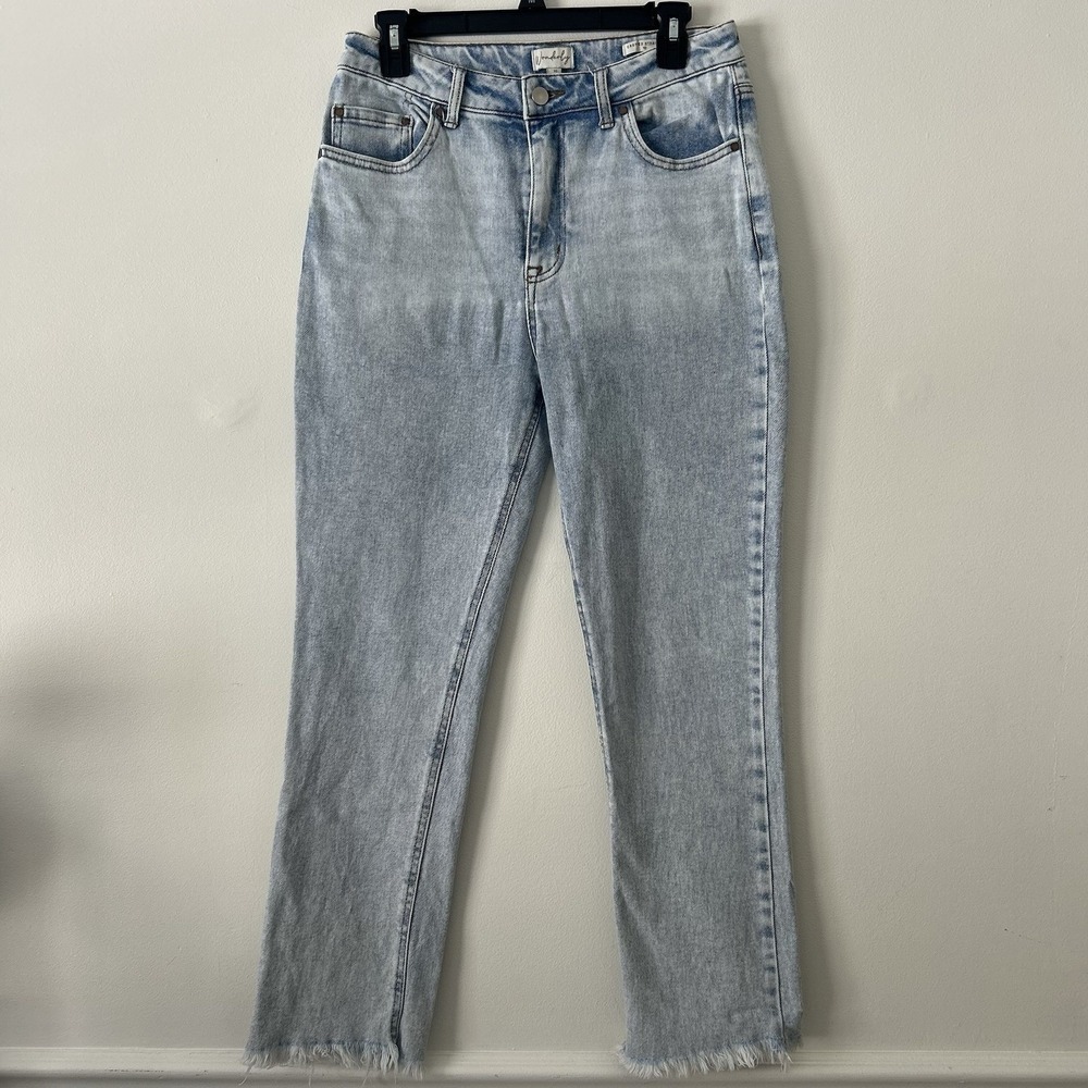 Wonderly High Rise Womens Skinny Jeans Size 10 30X39 Light Wash Frayed Hem